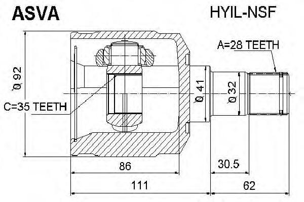 ASVA HYIL-NSF Joint Kit, drive shaft
